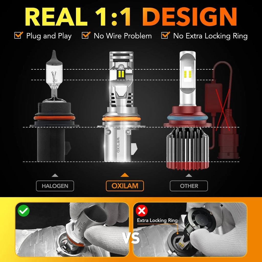 2X OXILAM 9004 HB1 LED Headlight Bulbs for