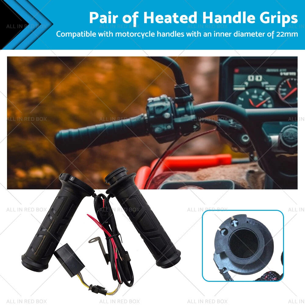 12V Heated Hand Grips for Harley Honda (22mm 7/8")