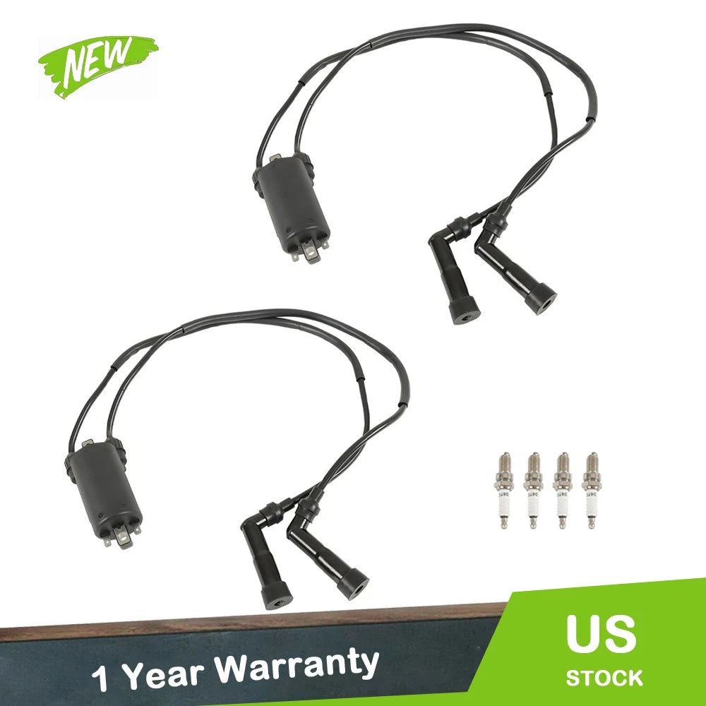 2X Ignition Coil Pack & Spark Plug Cap for Honda Goldwing 1200 GL1200 (1984–1987)