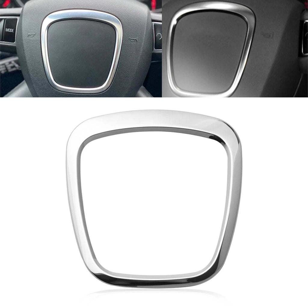 Chrome Steering Center Logo Ring Frame Trim Sticker for Audi A3 A4 A5 A6 Q5 Q7 (2015–2023)