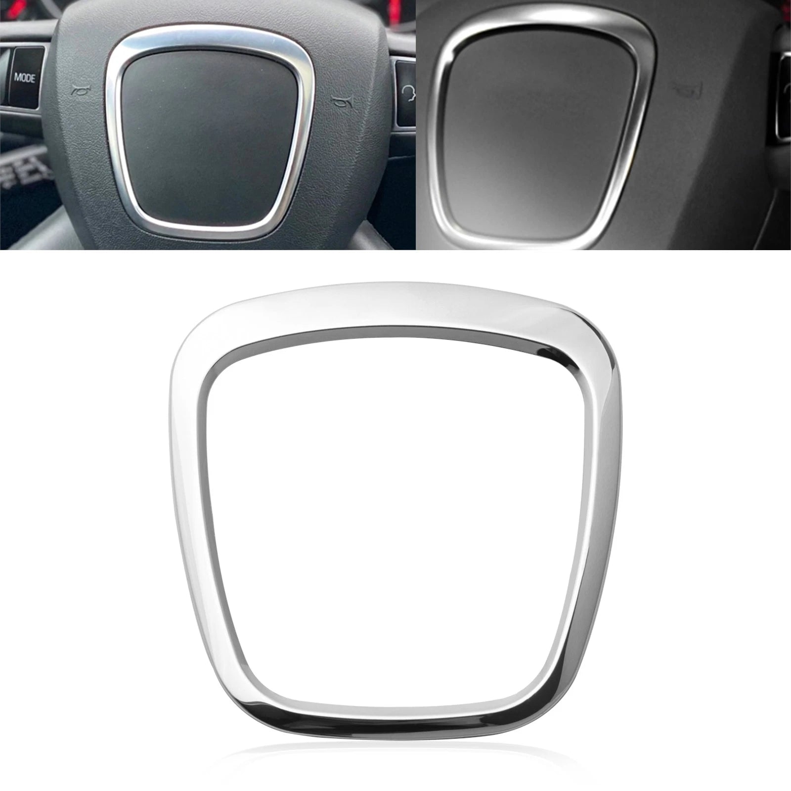 Chrome Steering Center Logo Ring Frame Trim Sticker for Audi A3 A4 A5 A6 Q5 Q7 (2015–2023)