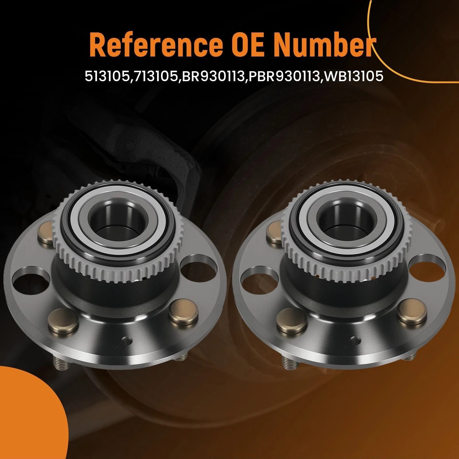 Pair Rear Wheel Hub Assembly for Acura Integra (1994–2001) 513105, ABS