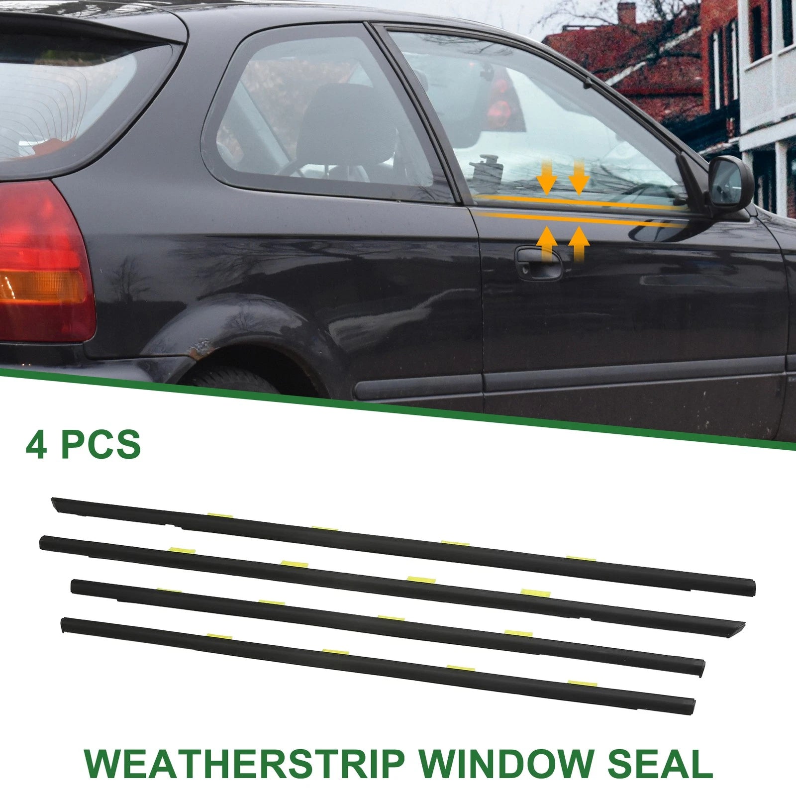 Set of 4 Weatherstrip Window Seal No.72450S04003 for Honda Civic (1996–2000)