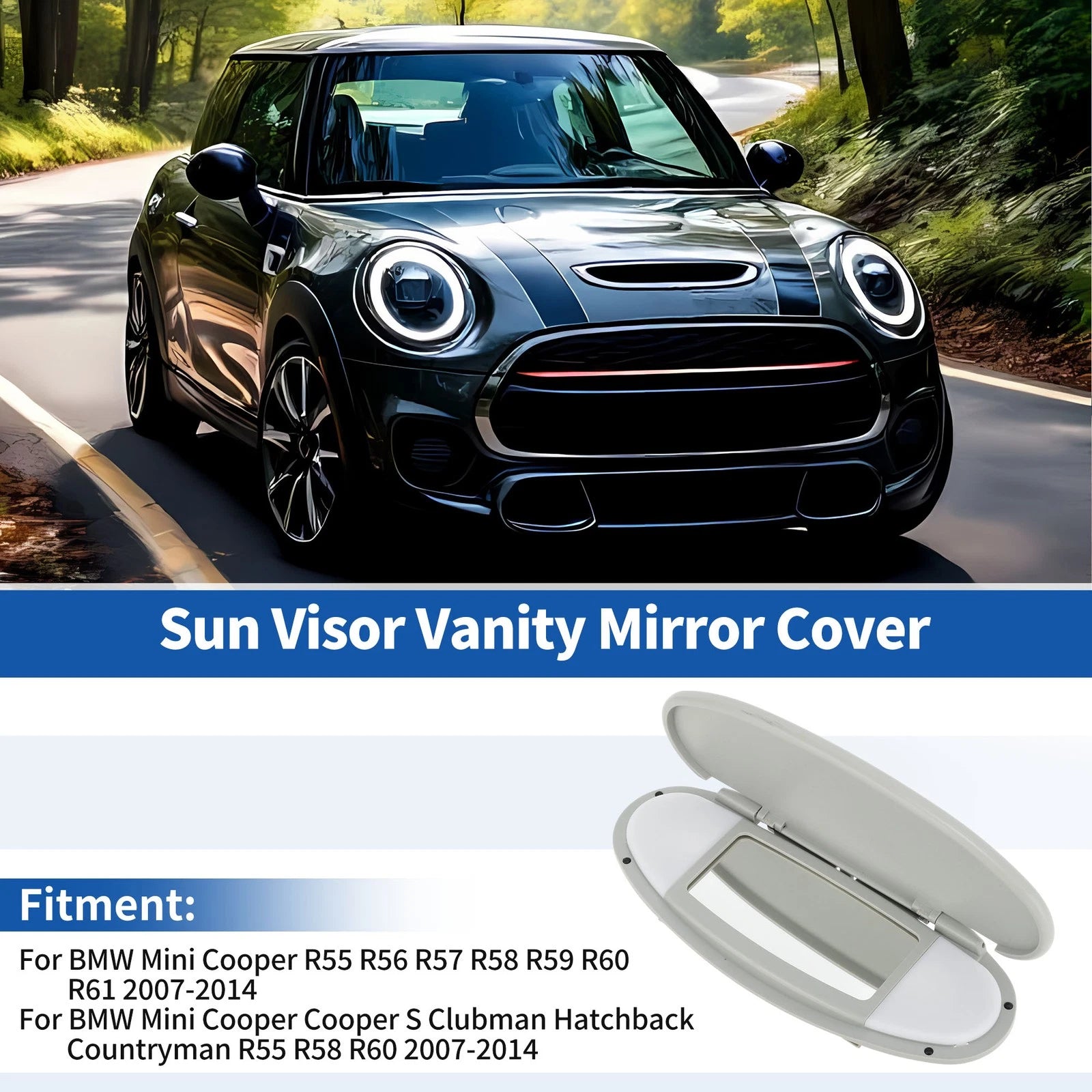 Sun Visor Vanity Mirror Cover for BMW Mini Cooper R55 R56 (2007–2013) No. 51167361833 Gray