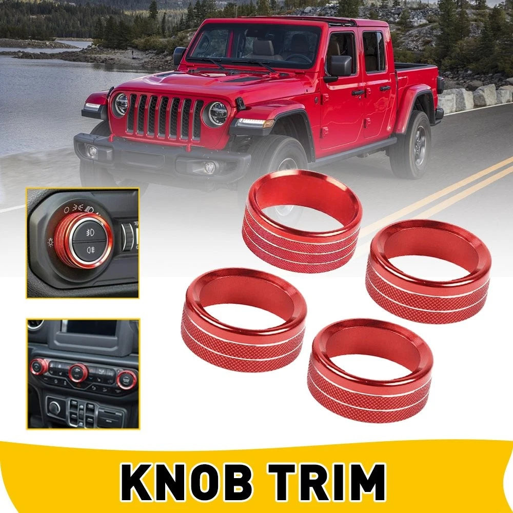 Red Air Conditioning Switch Knob Decorative Ring for Jeep Wrangler JL (2018–2023)