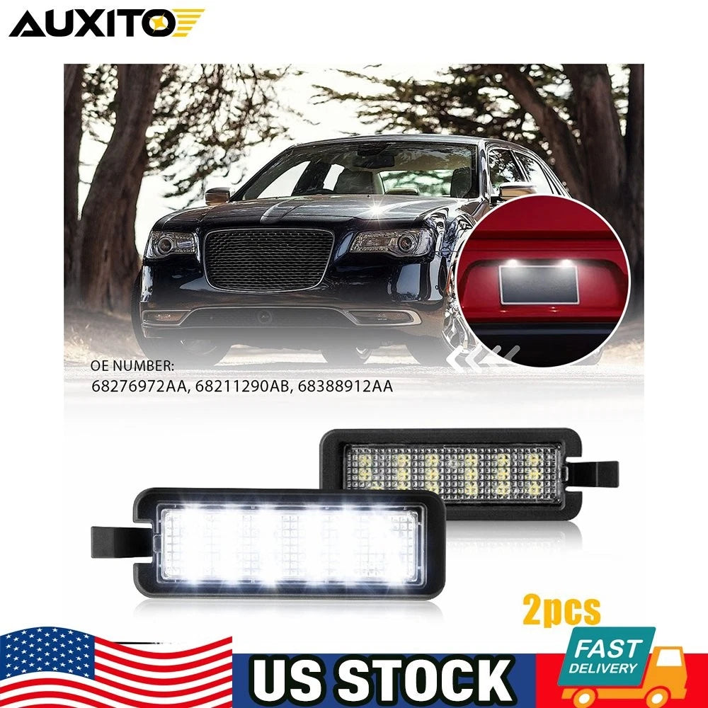 2X White 6000K LED License Plate Lights for Chrysler 300 (2015–2023)