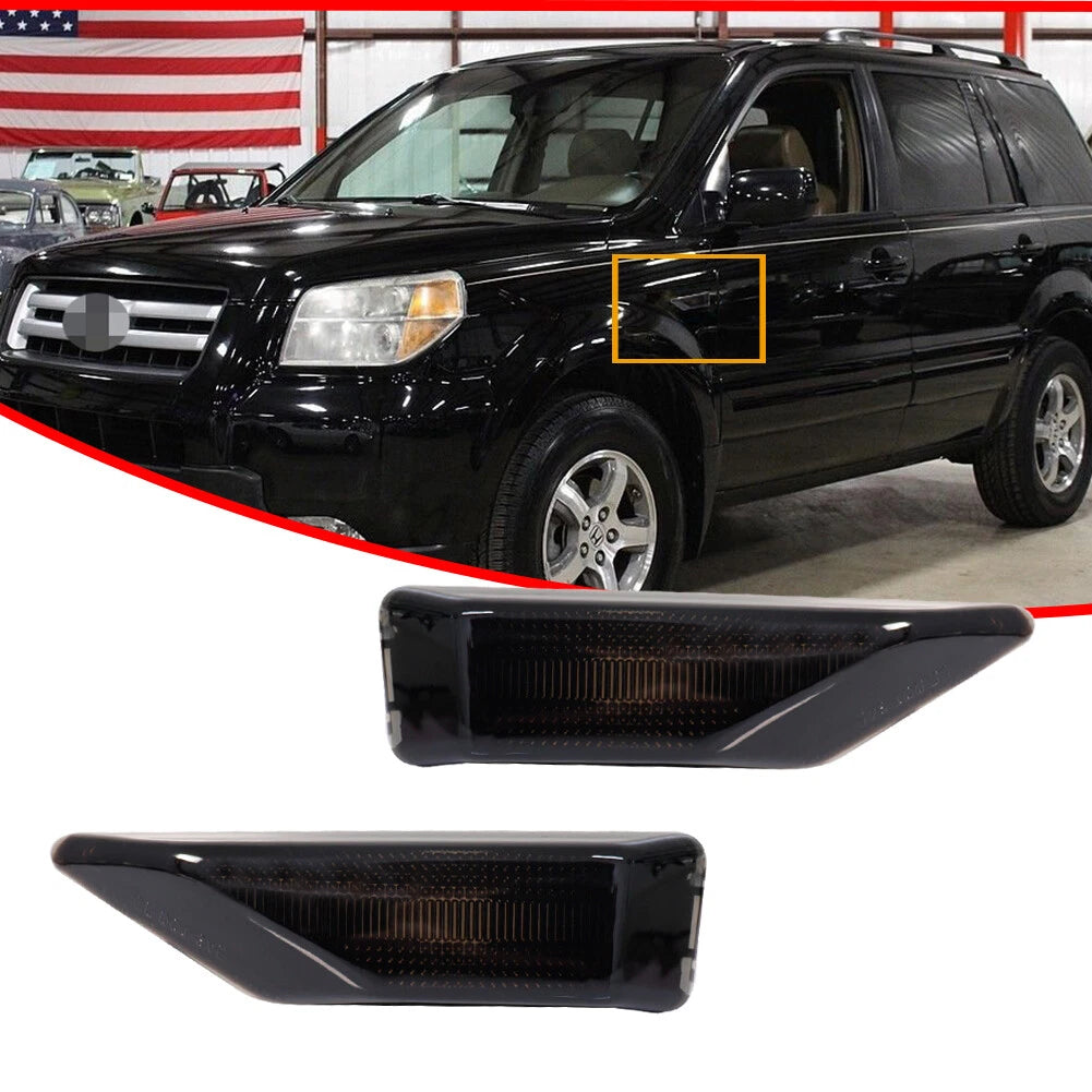 2X Smoked Lens Front Fender Side Marker Lights for Honda Pilot (2006–2008)