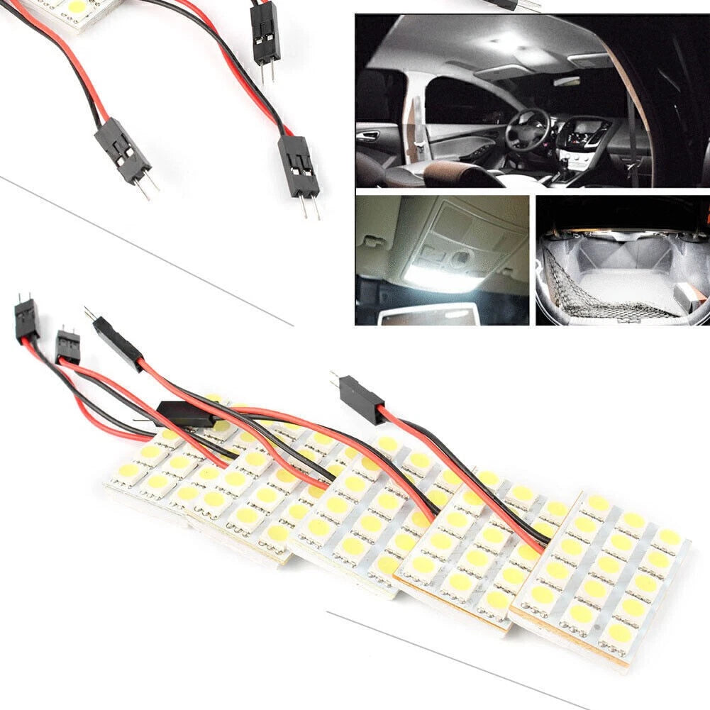 5X White LED 5050 15SMD Dome Light + Festoon T10 BA9S Adapter for Universal