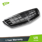 Set of 2 Front Upper Grille Replacements for Cadillac XTS (2018–2019) Black Chrome Mesh