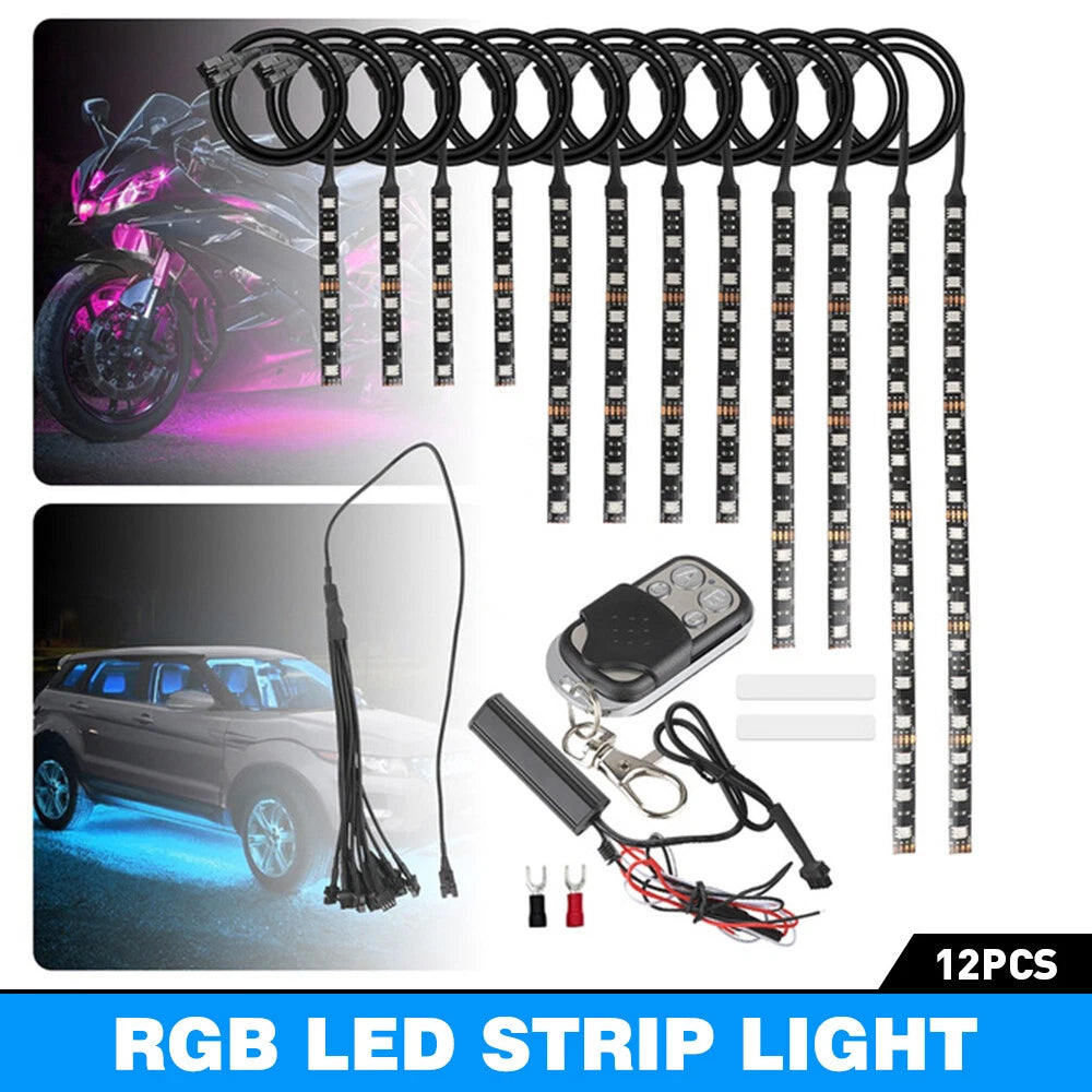 RGB LED Waterproof Under Glow Light Strip Kit for Motorcycle (Universal)