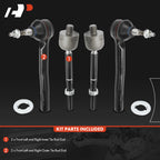 Set of 4 Front Inner Outer Tie Rod Ends for Ford Ranger (2019–2020)