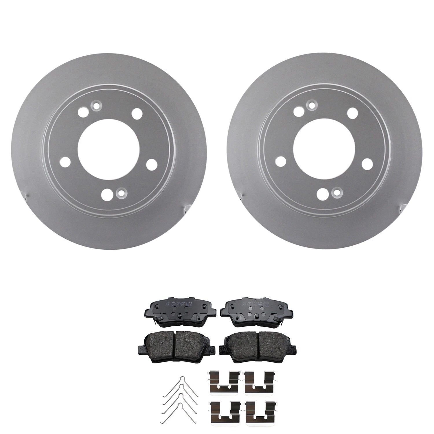 Set of 2 Bosch QuietCast Rear Rotors & Akebono ProACT Pads for Forte Veloster (2014–2020)