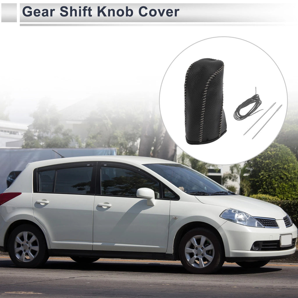 1 Pc Gear Shift Knob Cover for Nissan Tiida (2004–2012) Pebbled Black Grey