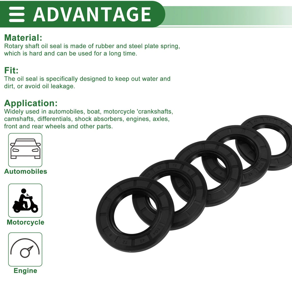 Oil Seal   - NBR Rubber 42x72x8mm
