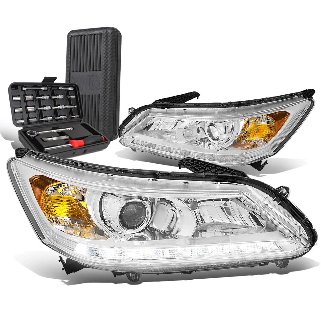 LED DRL Chrome/Amber Headlight Lamps for Honda Accord 2013–2015