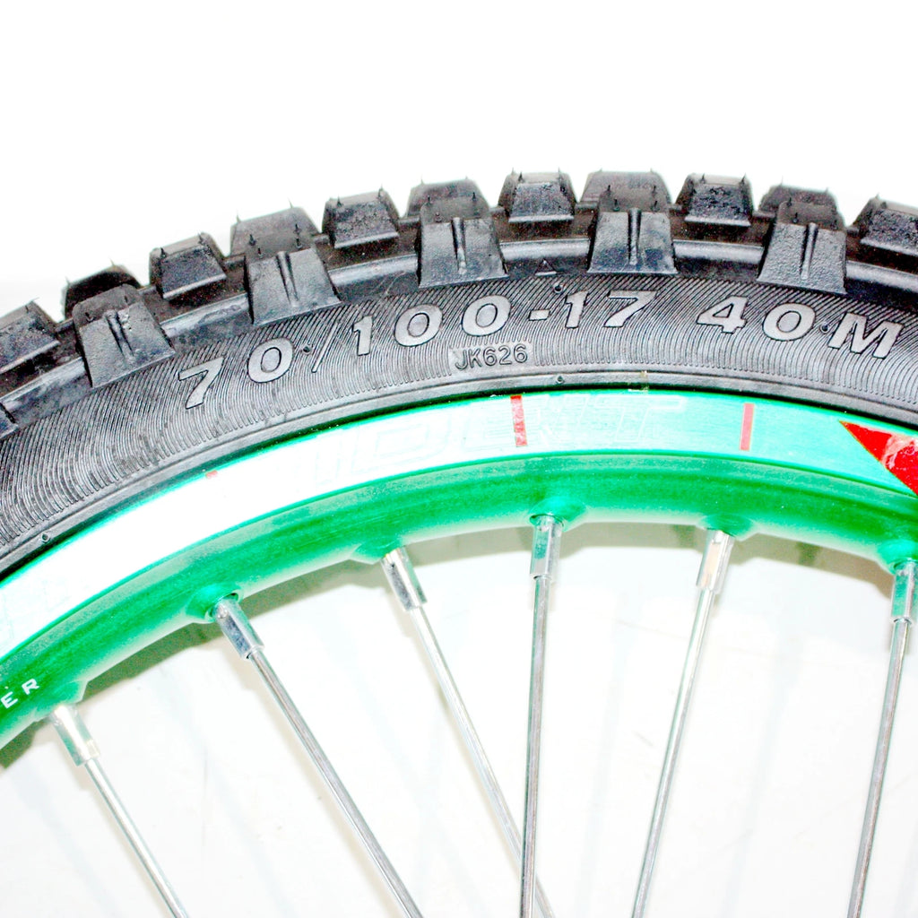 15mm Axle for PIT PRO Dirt Bike (70/100, 17") - Green Rim Tire