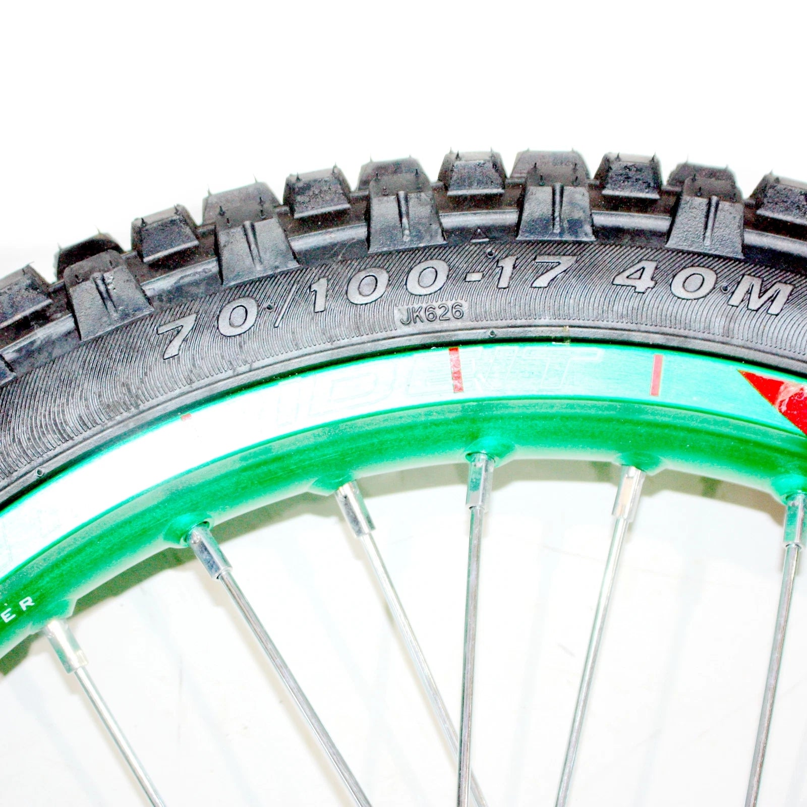 15mm Axle for PIT PRO Dirt Bike (70/100, 17") - Green Rim Tire