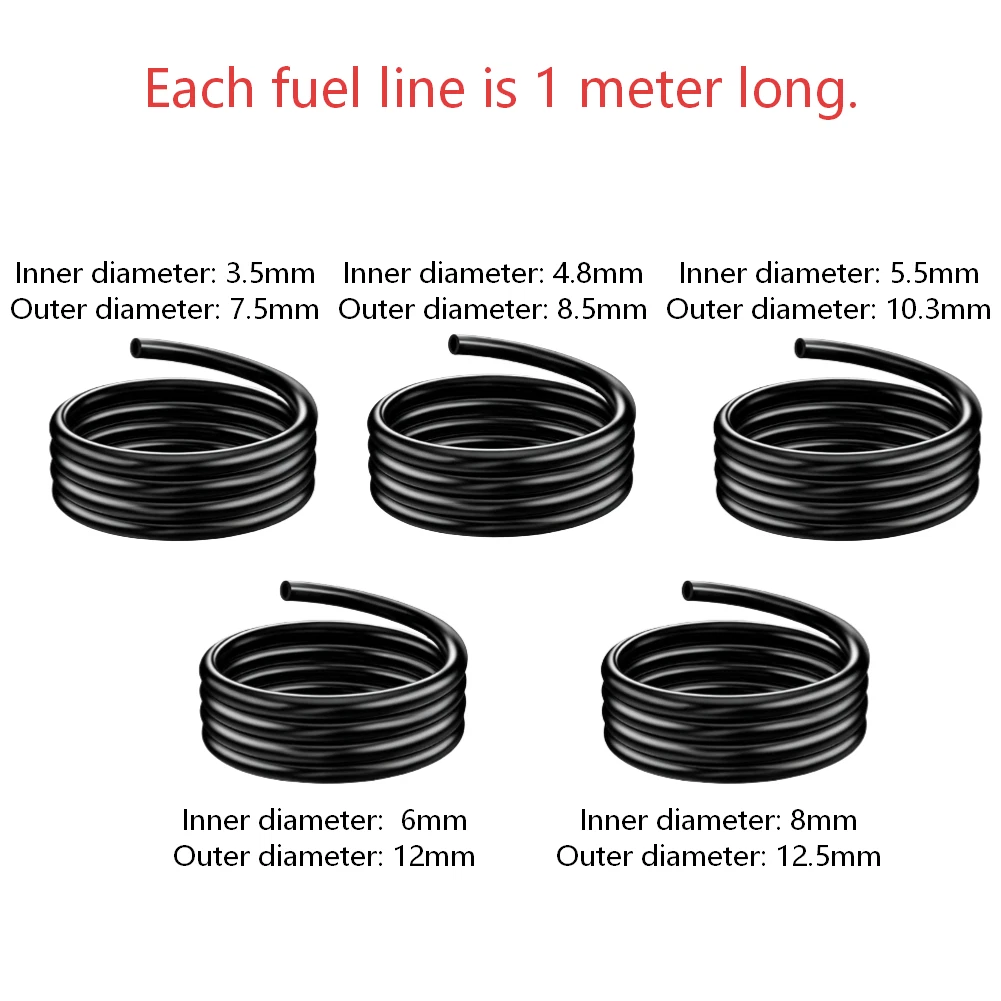 Fuel Hose Set of 5 Sizes for (1M Length, 3.5mm-8mm)