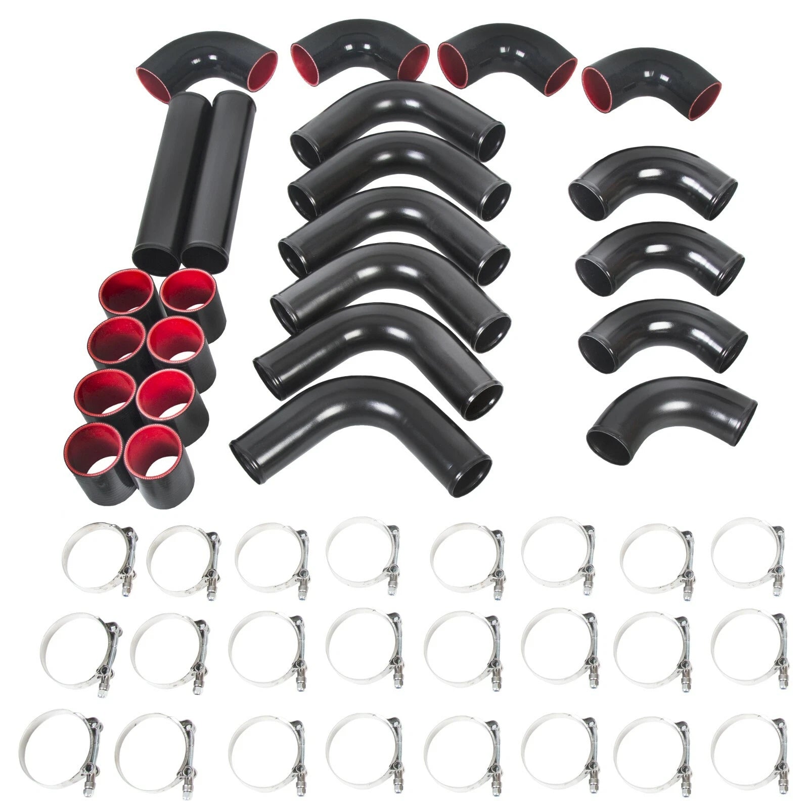 12Pcs 2.5" Turbo Aluminum Intercooler Piping Kit with T-Bolt Clamps
