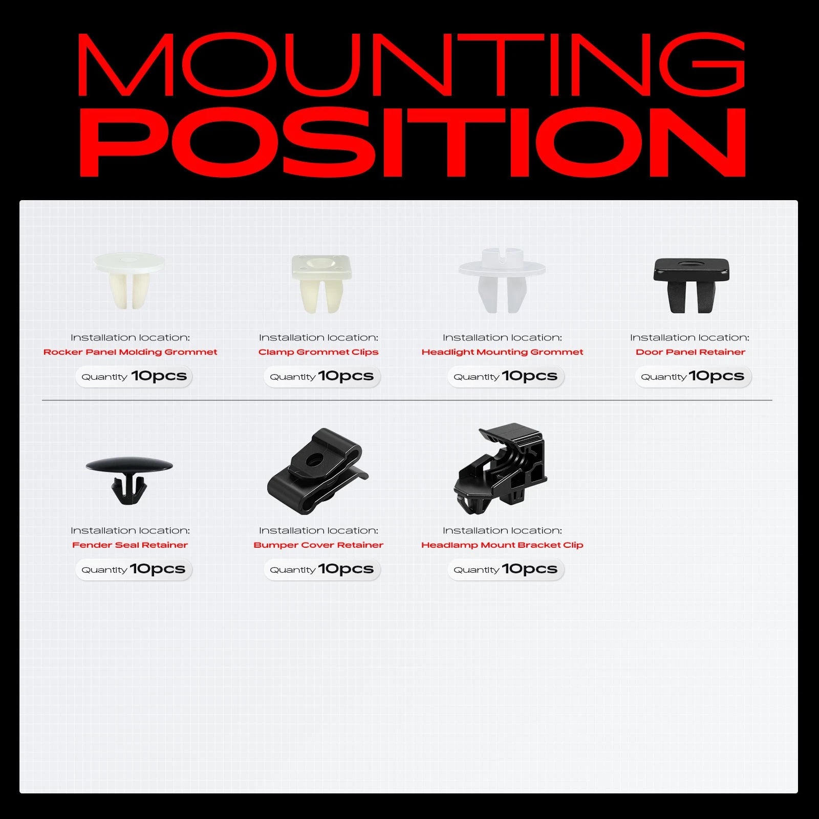 Bumper Retainer Trim Panel Clips Fastener Kit for Toyota Prius (2004-2009)