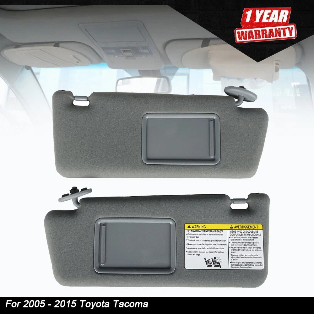 Set of 2 Sun Visors for Toyota Tacoma (2005–2015) Gray