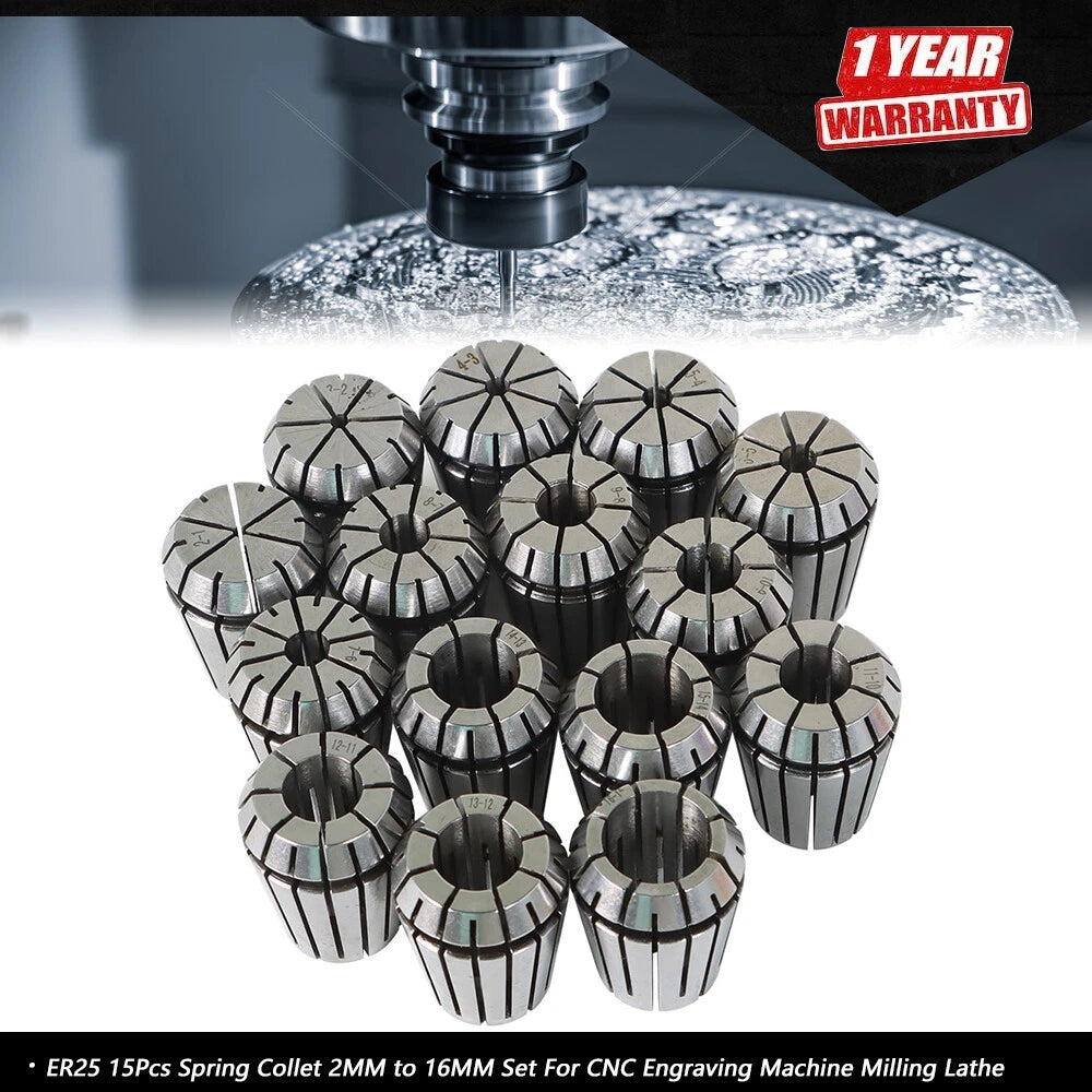 Set of 15 Spring Collets for CNC Engraving Machine (2MM to 16MM)