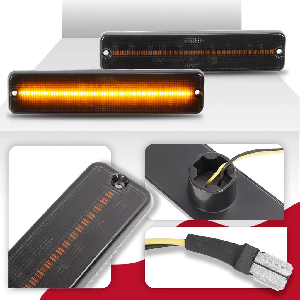 Smoked LED Bumper Side Marker Lights for Jeep Wrangler YJ (1987–1995)