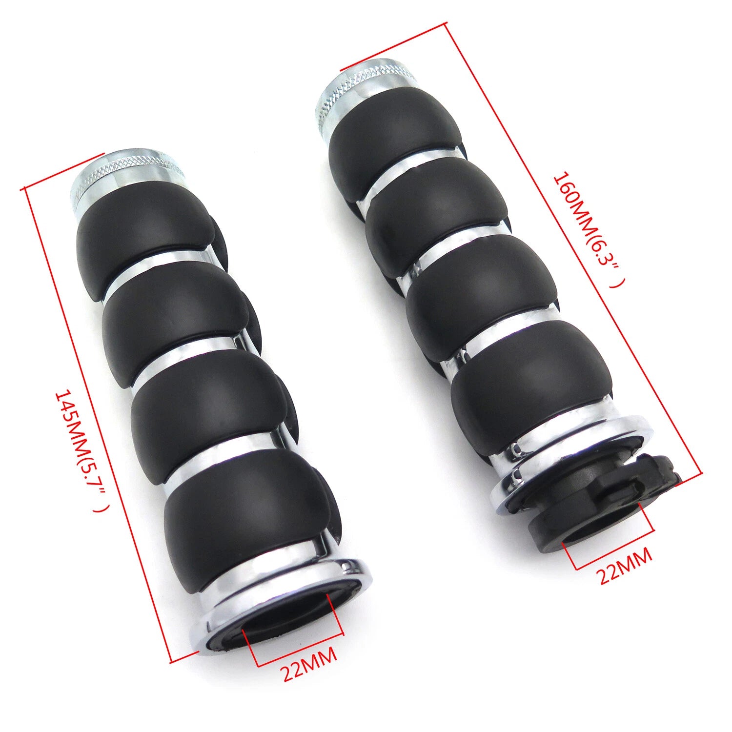 Chrome Flat Top Hand Grips for Kawasaki Mean Streak (2000–2004)