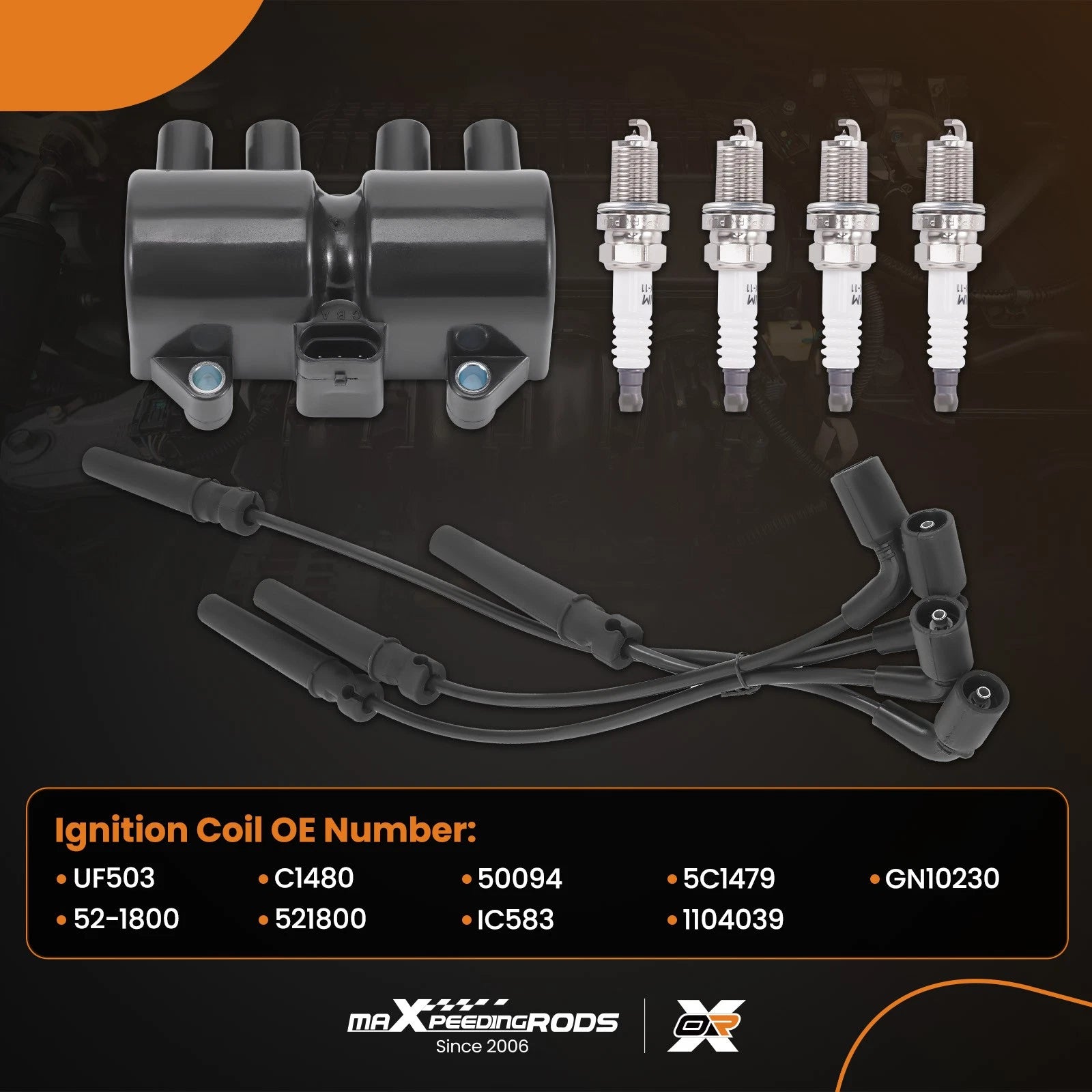 Ignition Coil Spark Plugs & Wires for Pontiac Wave 1.6L I4 (2005–2008)