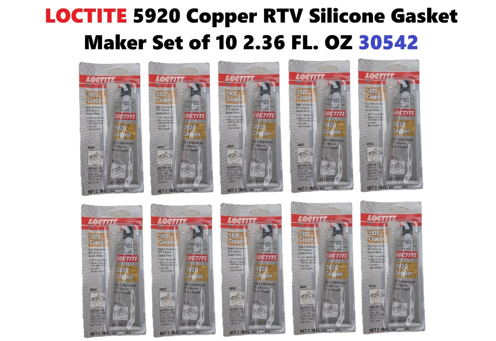 Set of 10 Loctite 5920 Copper RTV Silicone Gasket Maker 2.36 FL OZ