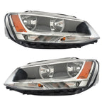 Set of 2 Headlights for Volkswagen Jetta (2011â2018) Halogen Black