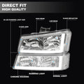 Set of 2 Headlights for Chevy Silverado Avalanche (2003–2007) Chrome LED DRL