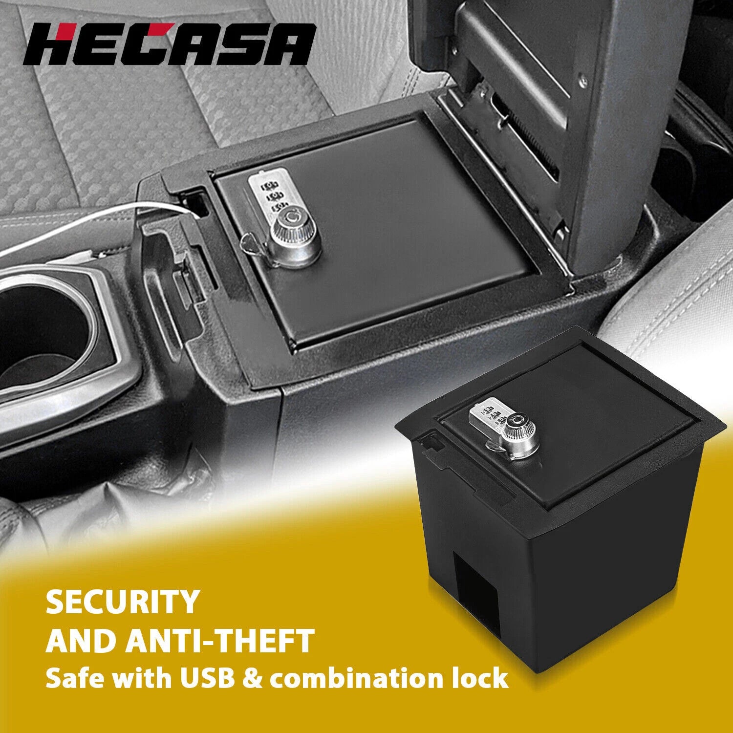 Center Console Safe Vault Storage Box for Toyota Tacoma (2016–2022) #00016-35986