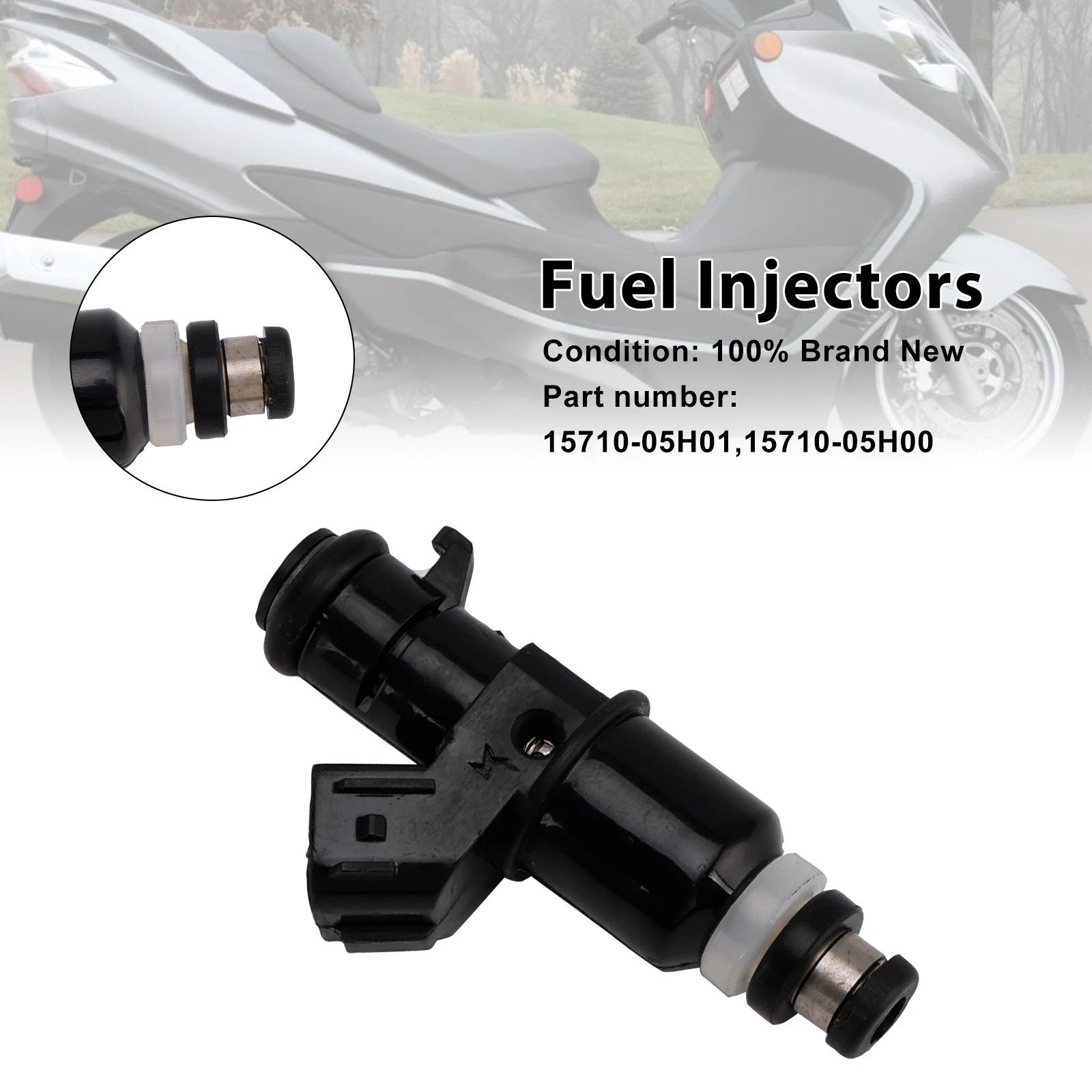Set of 2 Fuel Injectors 15710-05H01 15710-05H00 for Suzuki Burgman AN400 (2007–2016)