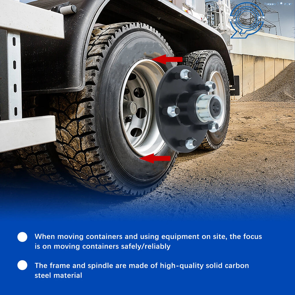 Set of 4 Shipping Container Wheels and Bolt-On Spindle Kit