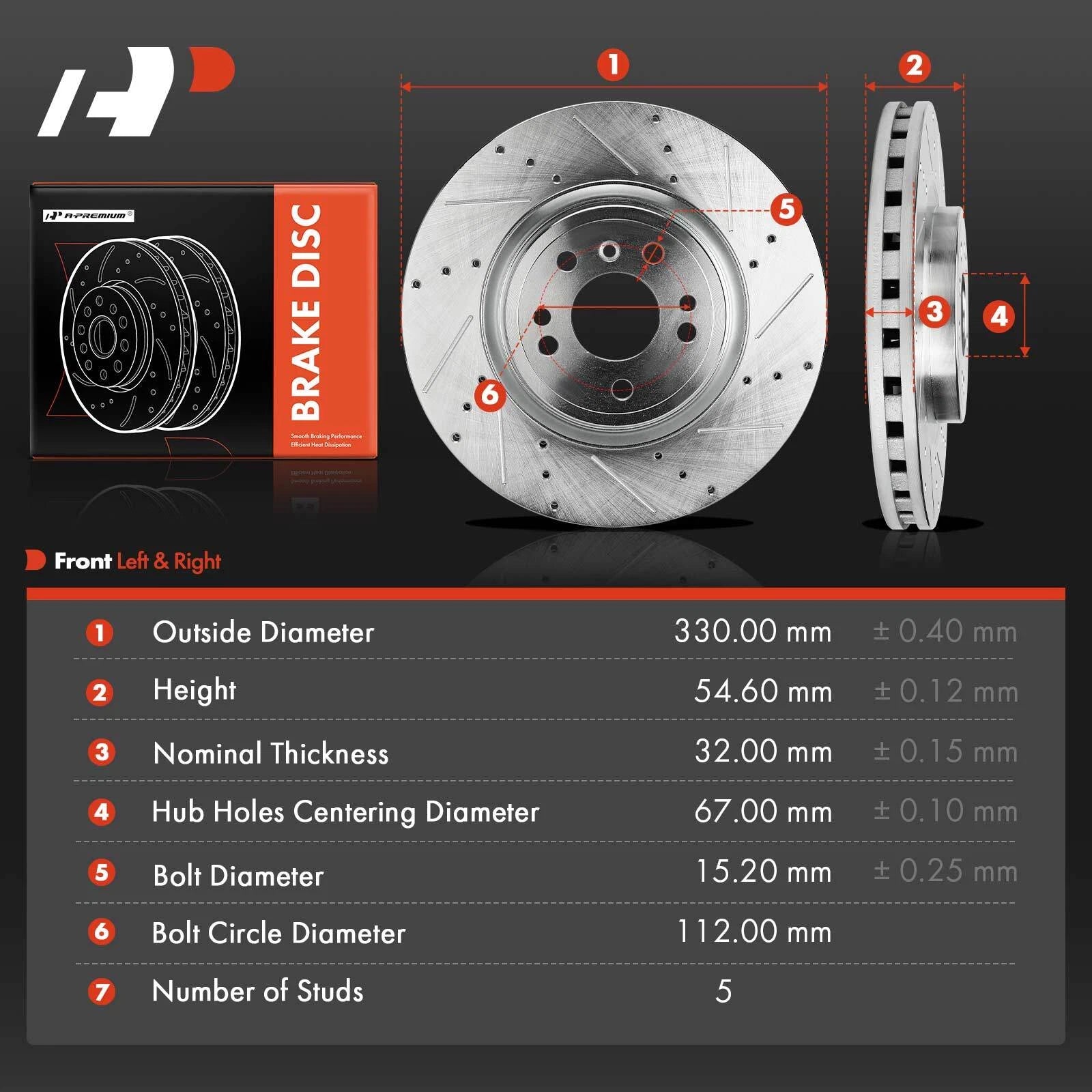 Drilled Brake Rotors for Mercedes-Benz GLE400 GLE300d (2016–2023)