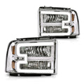 Clear Chrome LED DRL Headlights for Ford F250 F350 Super Duty (2005–2007)