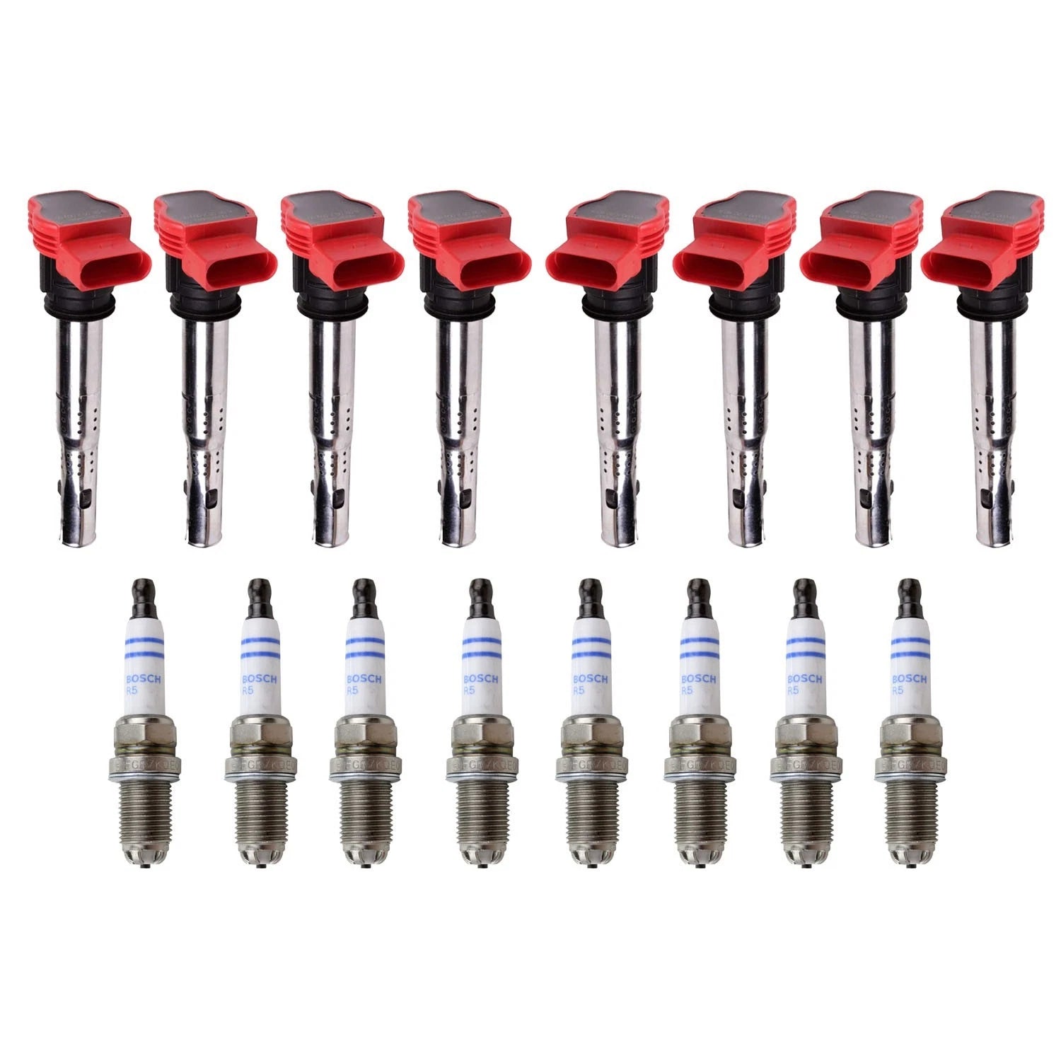 Set of 8 Ignition Coils & Spark Plugs for Audi R8 4.2L V8 (2007–2015)