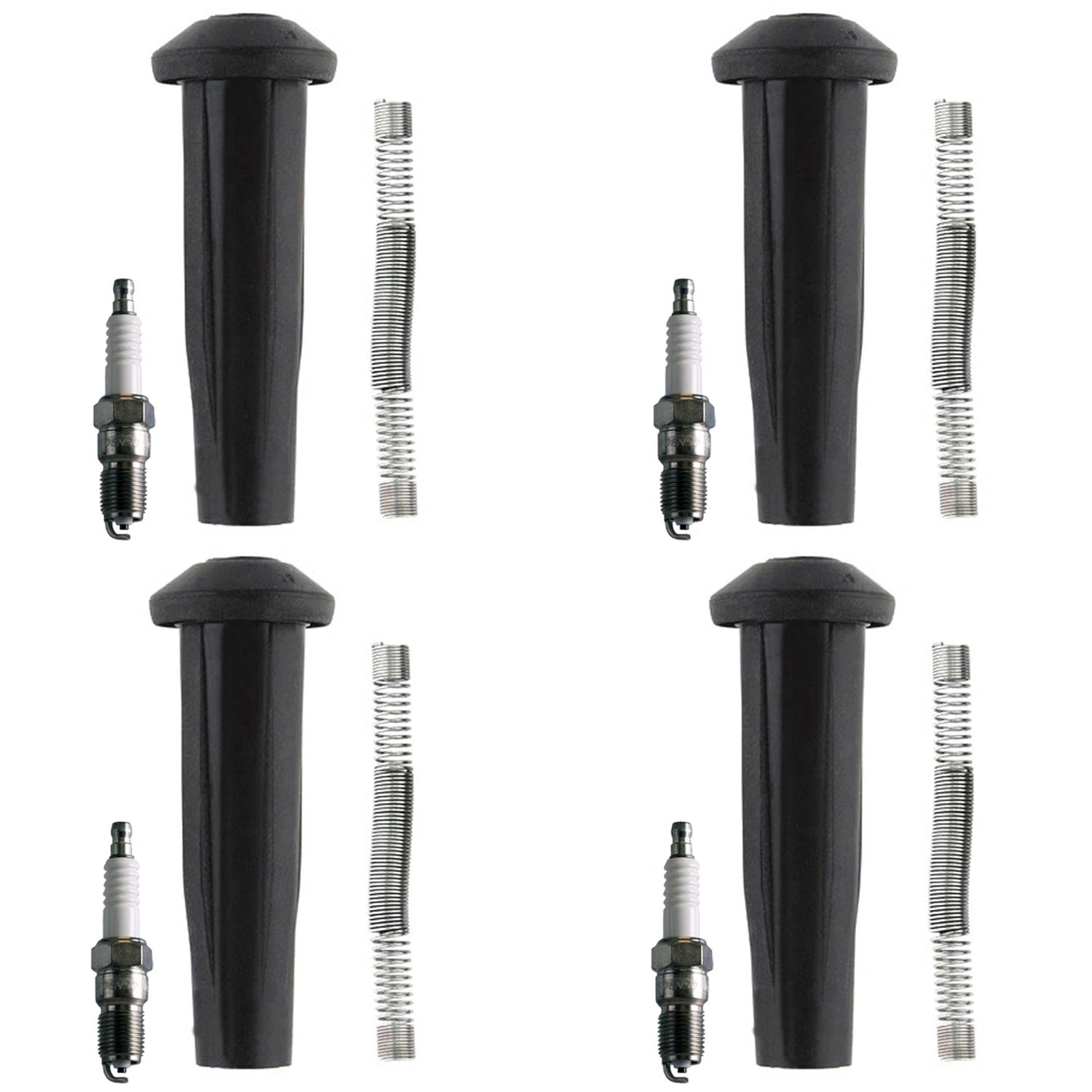 Set of 4 Denso Spark Plugs & Coil Boots for Ford Escape Mazda 3 (2001–2012)