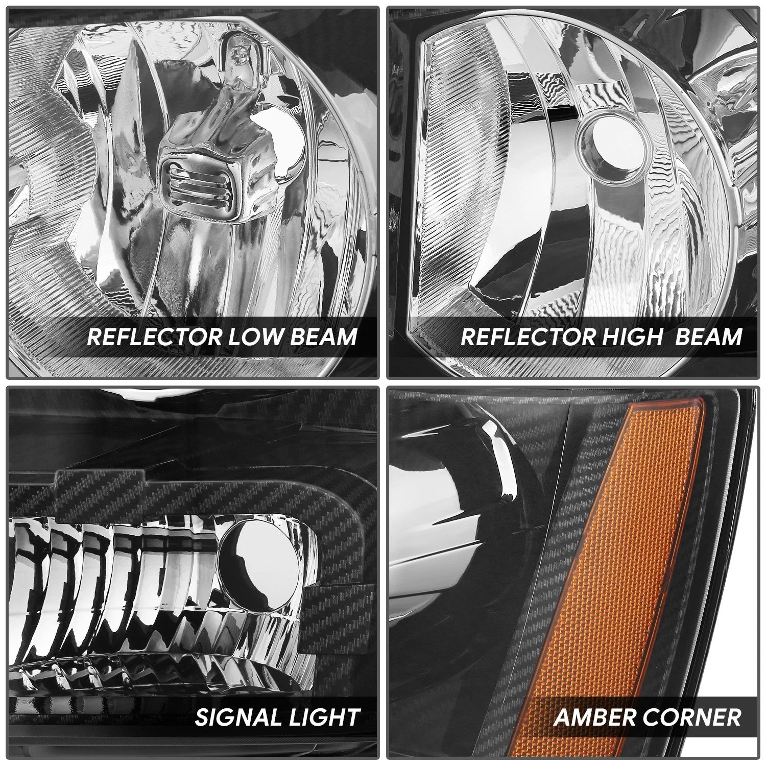 Headlight Assembly for Chevrolet Tahoe Avalanche (2007–2014) Carbon Fiber Pattern