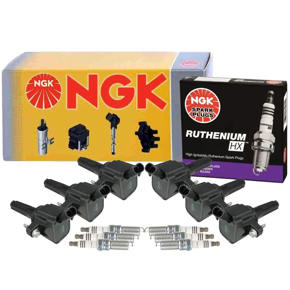 Set of 6 NGK COP Ignition Coils & Ruthenium Spark Plugs for Chevy GMC Isuzu (2002–2009)