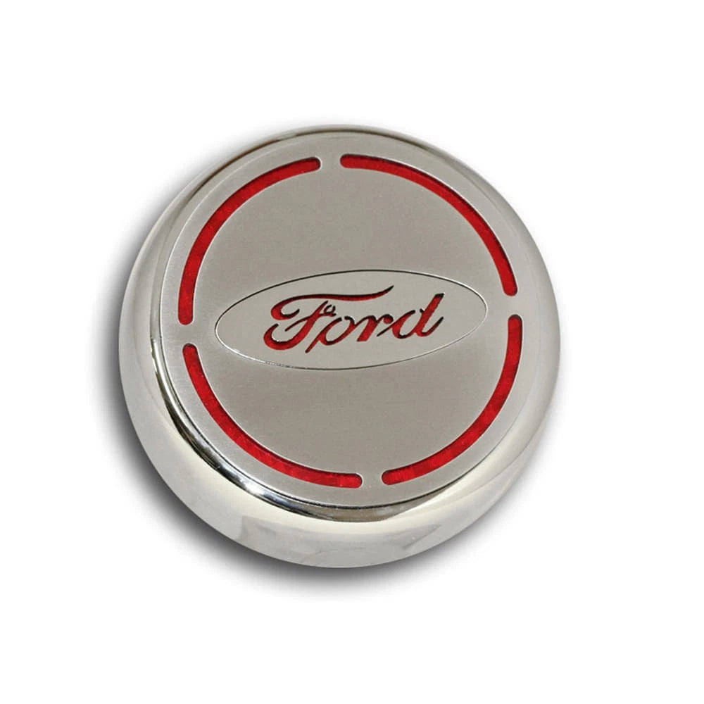 Chrome Wheel Center Cap Covers with Dark Blue Ford Oval for 2015–2016 Mustang