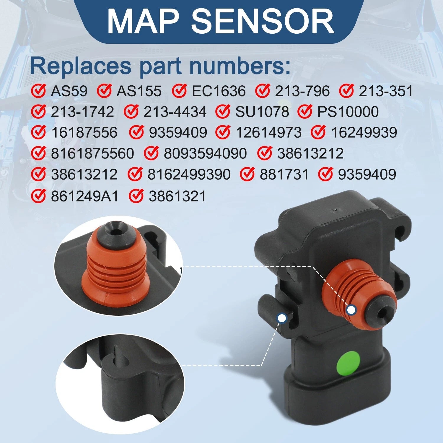 MAP Pressure Sensor for Buick Cadillac Chevrolet (2000-2023)
