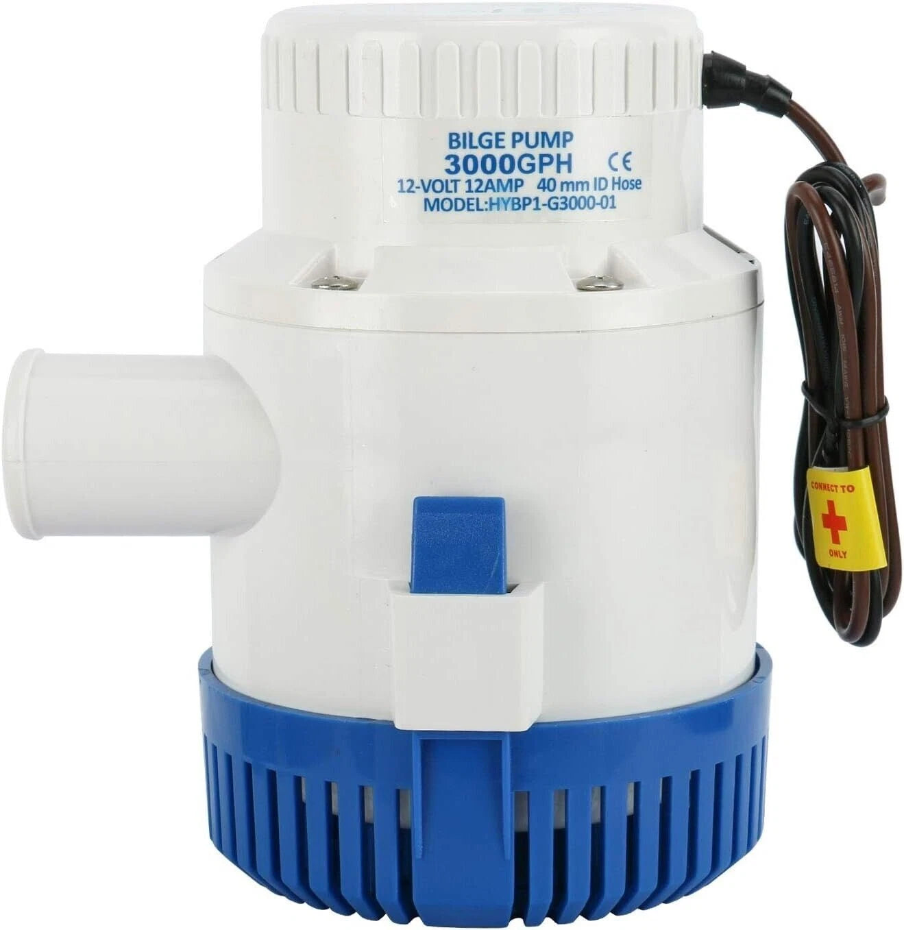 3000GPH 12V Non-Auto Submersible Bilge Pump for Boat (1-1/2" Hose)