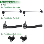 6pcs Front Suspension Kit Outer Tie Rod End Sway Bar Link for Toyota Corolla (2003–2008)