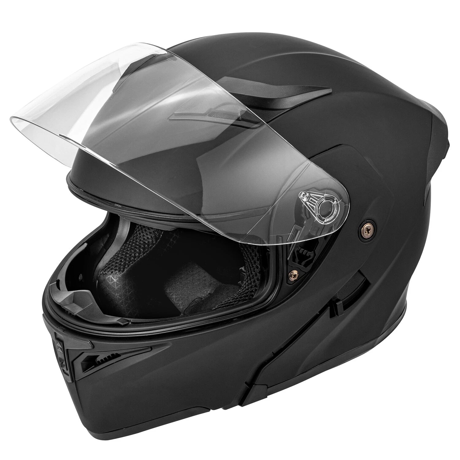 Dual Visor Flip Up Modular Full Face Helmet DOT w/LED Tail Light for Motorcycle