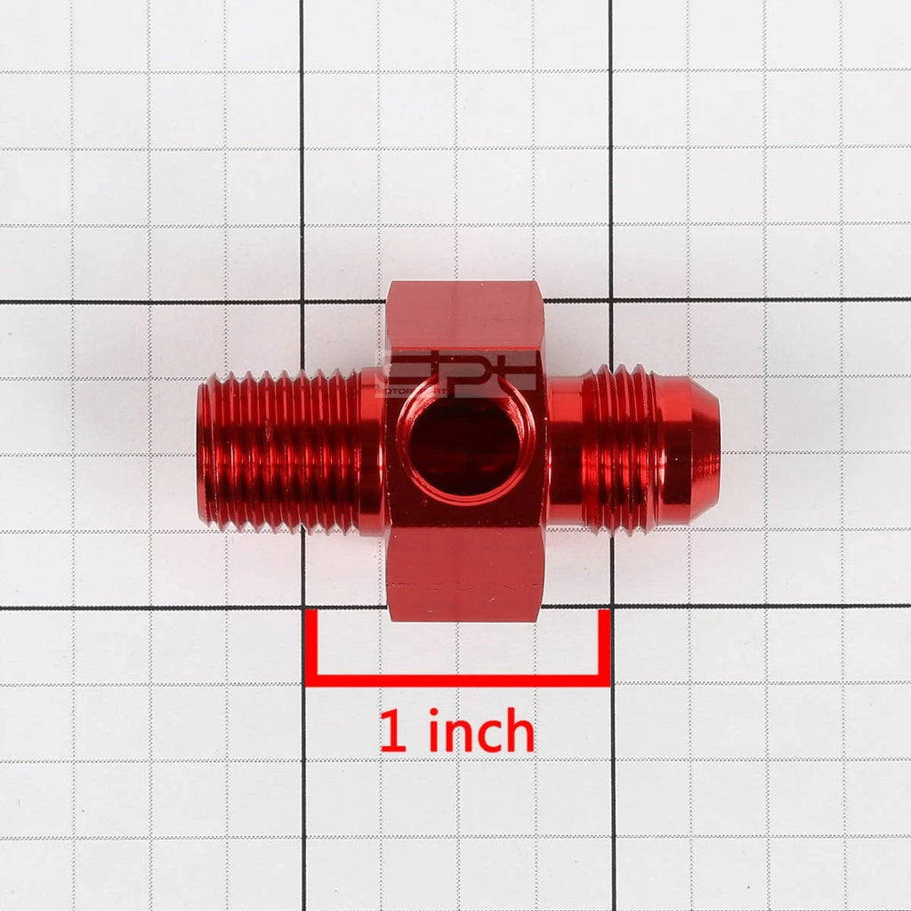 Red 6-AN Flare to 1/4" NPT Fitting Coupler Adapter with 1/8" Port