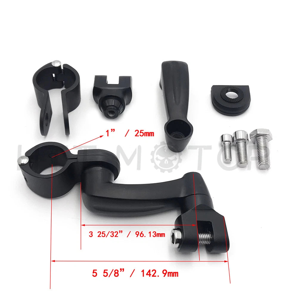 Gear Skull Arched Footpeg Mounting Kit for Motorcycle (Chrome, Black)