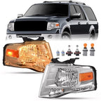 Headlights w/Bulbs for Ford Expedition (2007–2014) Chrome Amber Corner Lamps Pair