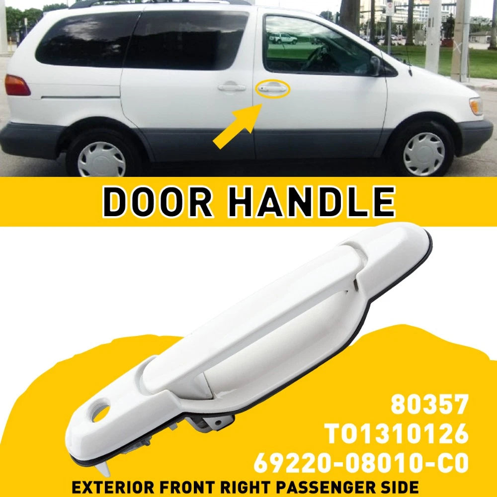 Door Handle for Toyota Sienna (1998–2003) Front Outer Right Passenger Side White